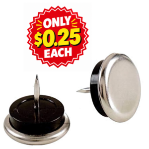 <h style="color:red">REDUCED PRICE</h> <br>Heavy-Duty Chrome Plated Nail-On Furniture Glide with Shock-Absorbing Cushion