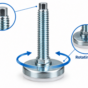 1/2-13 Heavy-Duty Machinery Leveling Glide with Rotating Stem and Stationary Plastic Base